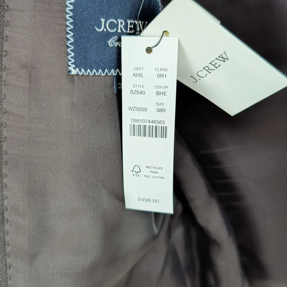 J.Crew Crosby Classic fit Suit Jacket Italy Wool herringbone 38R NWT $498